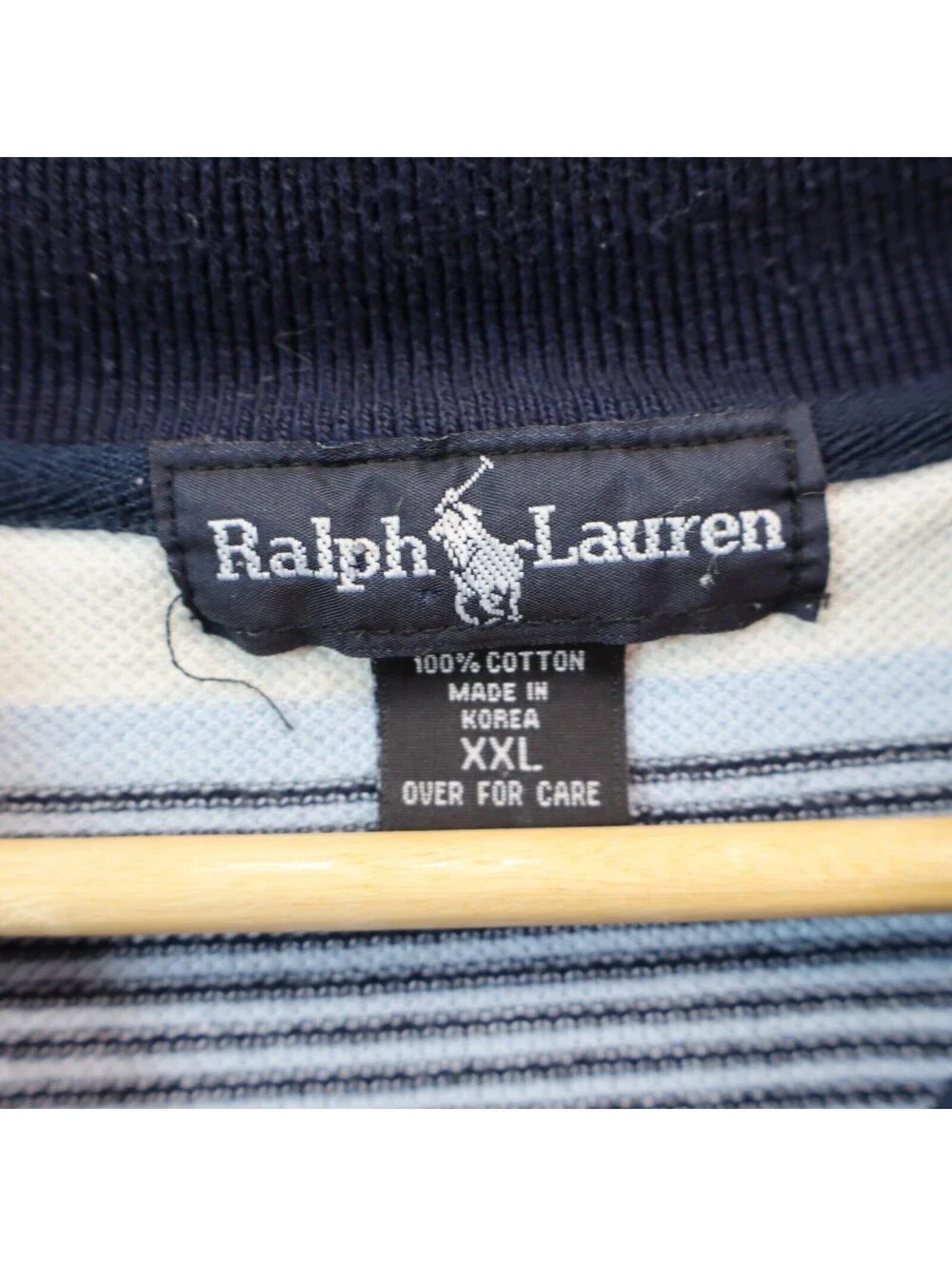 Ralph Lauren Polo Shirt XXL 2xl Vtg Cotton Striped Black Tag